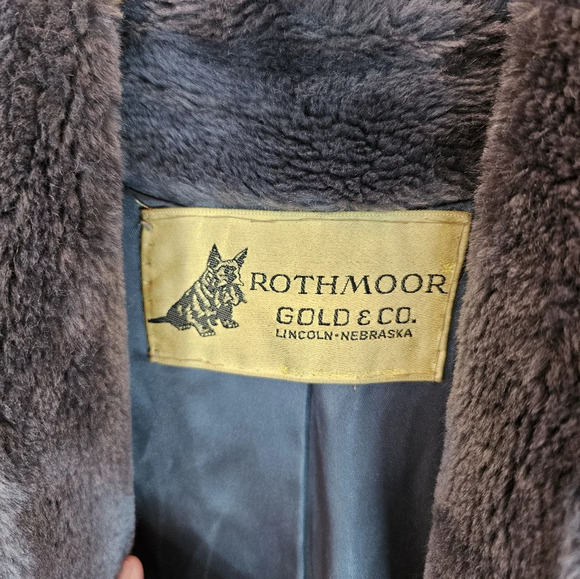 Vintage Rothmoor Gold & Co Gray Faux Fur Coat Open Front Bell Sleeves Women's - Picture 5 of 13